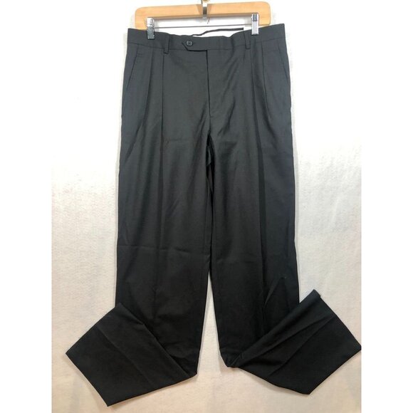Hart Schaffner Marx Other - Hart Schaffner Marx 100% Worsted Wool Dress Pants Black Unhemmed Men's Size 34 R